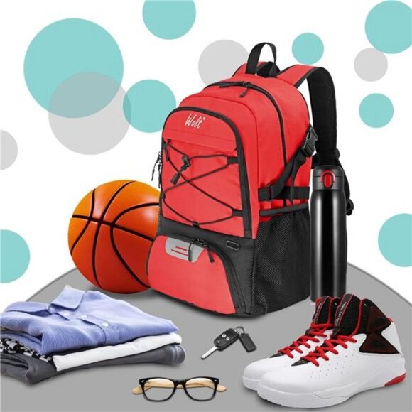 Basketball Backpack Large Gym Bag with Separate Ball holder & Shoes compartment - Picture 3 of 7